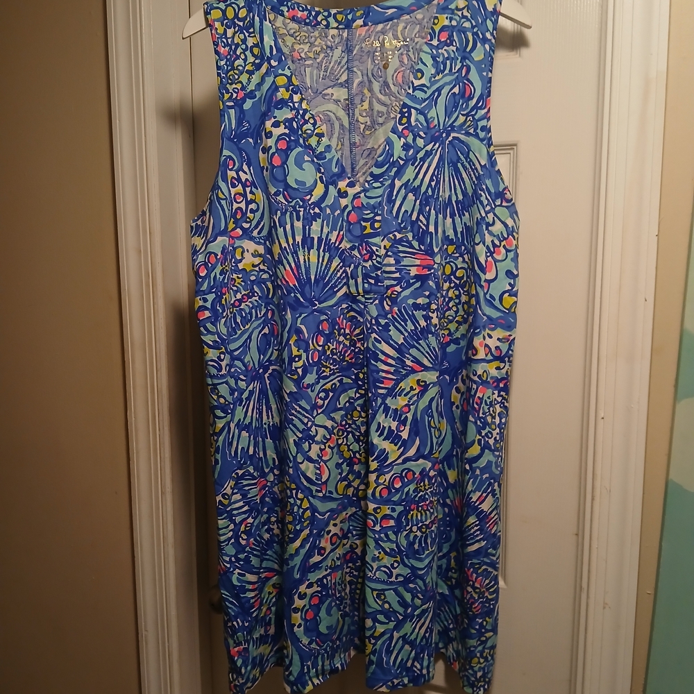 Lilly Pulitzer Vibrant Blue Sleeveless Tunic Dress Sz.XL